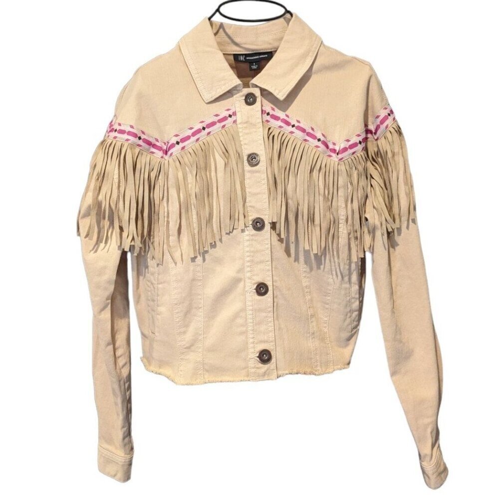 LUXE TRIM-FRINGE DENIM JACKET size S - Picture 3 of 5